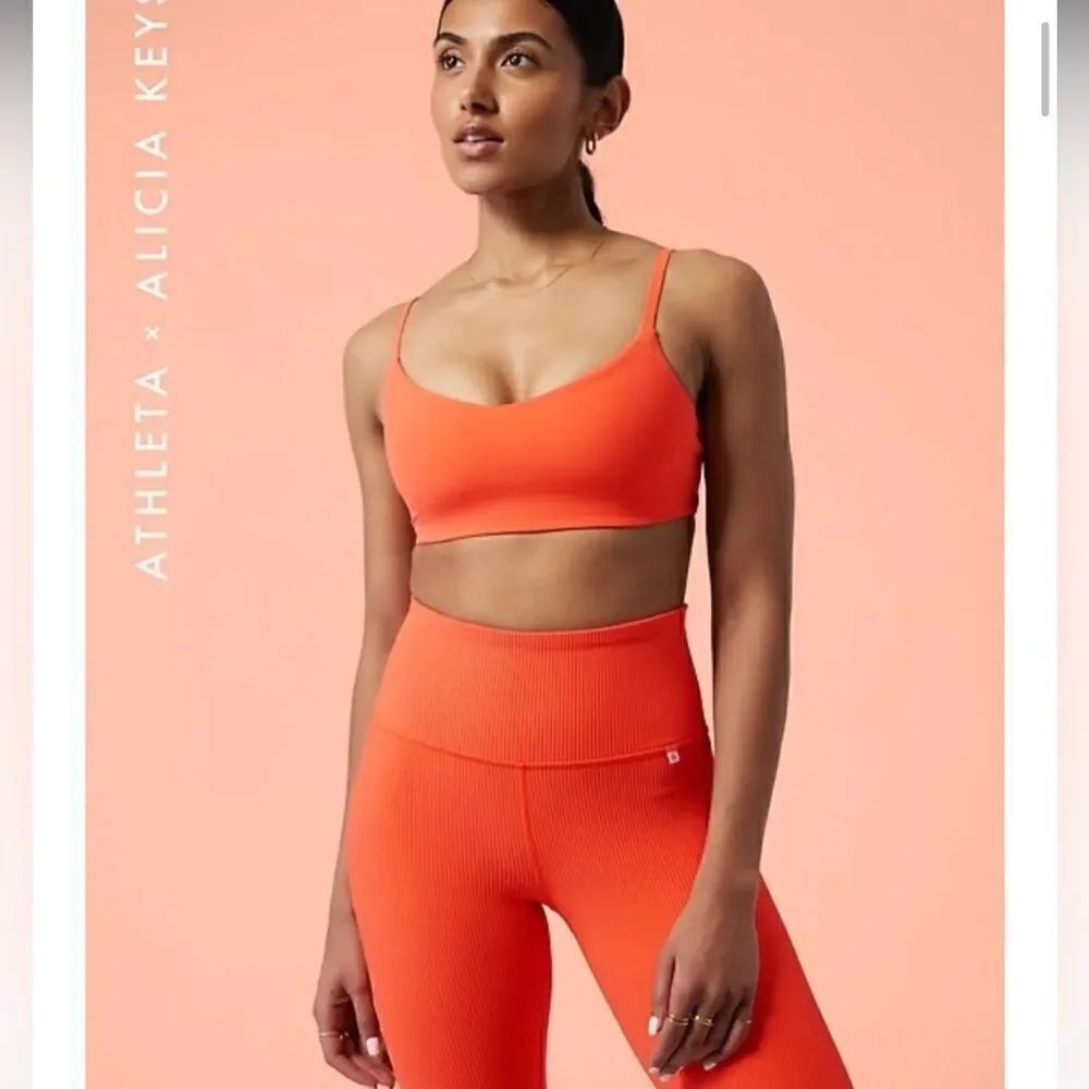 ATHLETA X Alicia Keys ELATION Jewel Orange Ribbed Tights